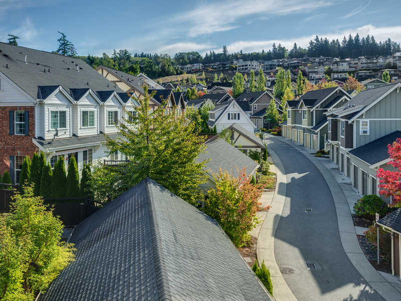 Houses,Line,A,Curvy,Road,That,Cuts,Through,Residential,Neighboorhoods